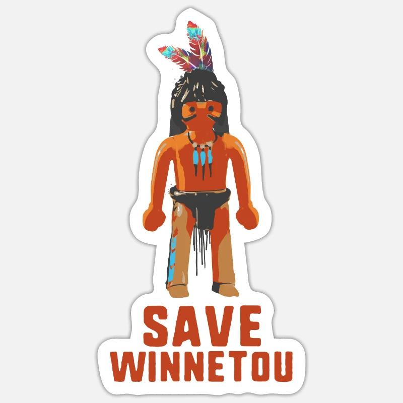 save winnetou,winnetou,indianer,comic - Sticker Größe S (10 x 10 cm) - Mattweiß