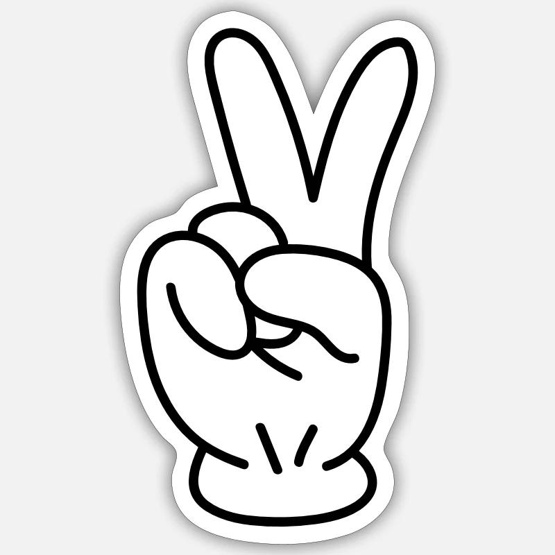 Bande dessinée Peace Hand - Sticker taille S (10 x 10 cm) - blanc mat
