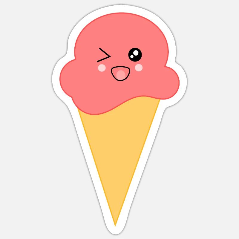 Eis Eiscreme Erdbeereis - Sticker Größe S (10 x 10 cm) - Mattweiß