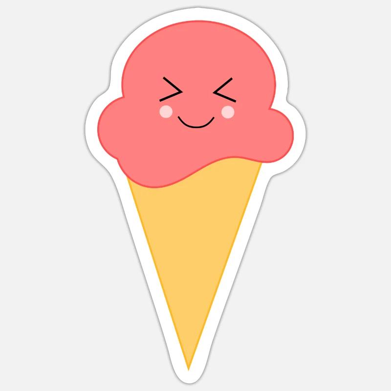 Eis Eiscreme Erdbeereis Sticker Größe S (10 x 10 cm)