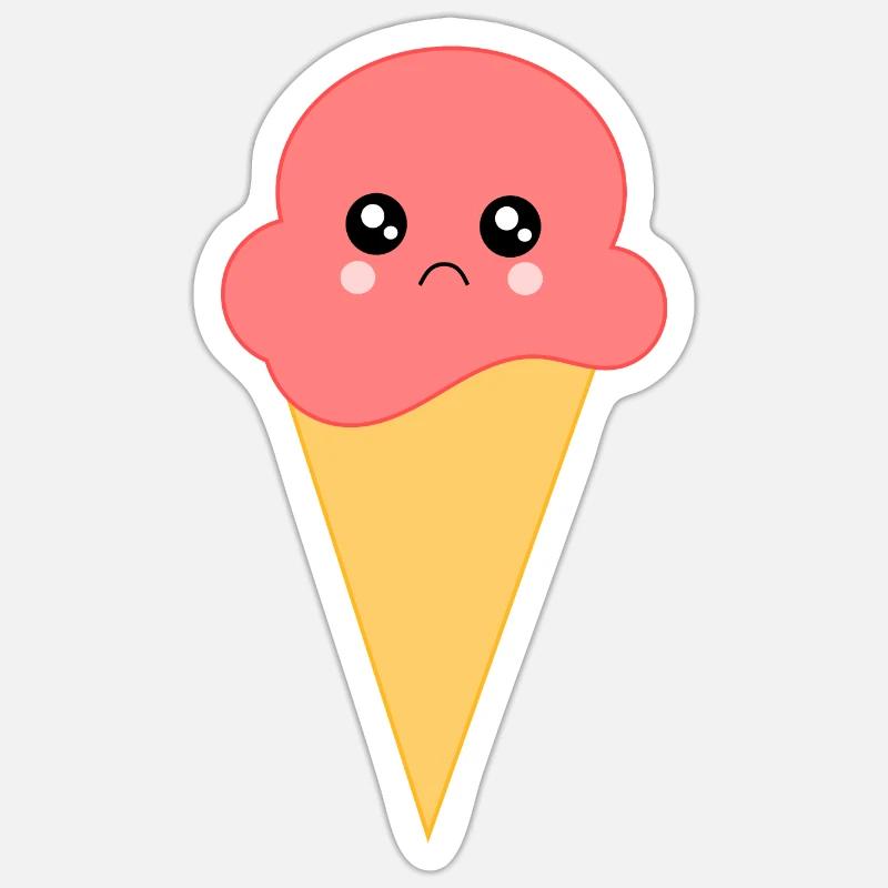Eis Eiscreme Erdbeereis - Sticker Größe S (10 x 10 cm) - Mattweiß