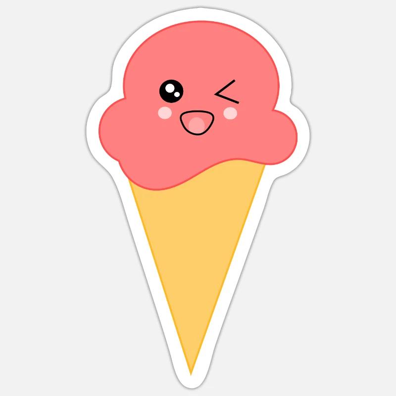 Eis Eiscreme Erdbeereis - Sticker Größe S (10 x 10 cm) - Mattweiß