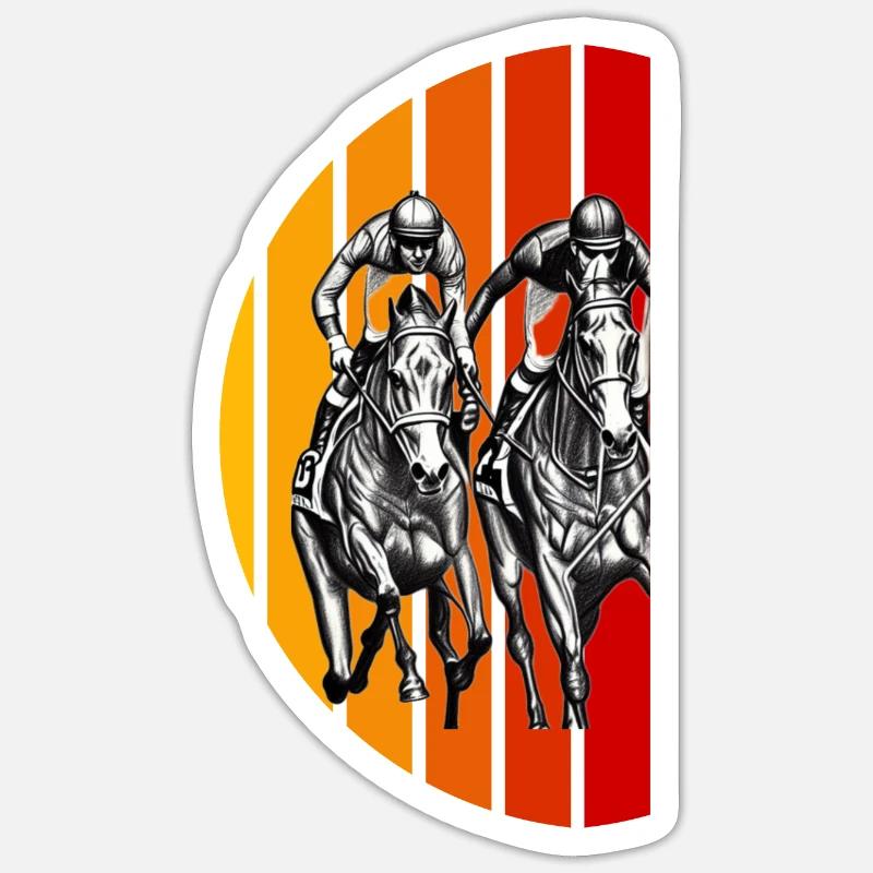 Courses de chevaux Vintage Dessin Coucher de soleil Sticker taille S (10 x 10 cm)