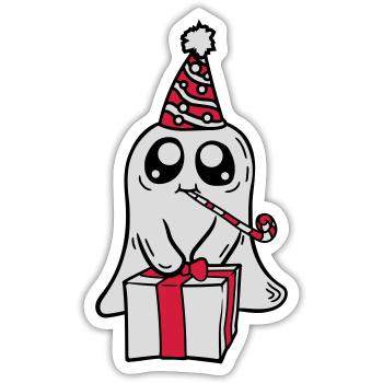 Little Ghost celebrates its birthday - Sticker size S (10 x 10 cm) - white matte - Front