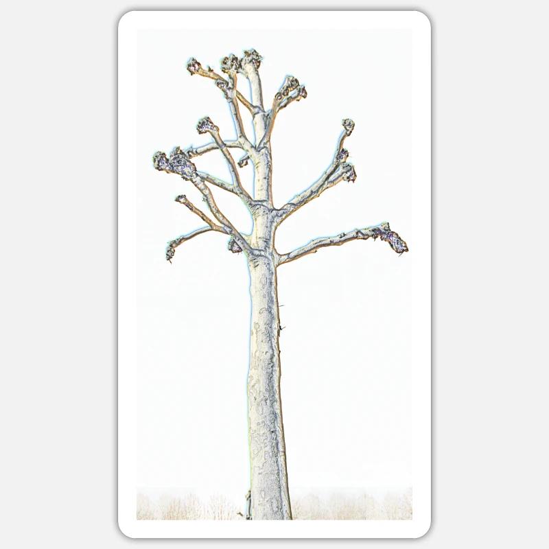 Tree without crown - line drawing brightly colored Sticker size S (10 x 10 cm)