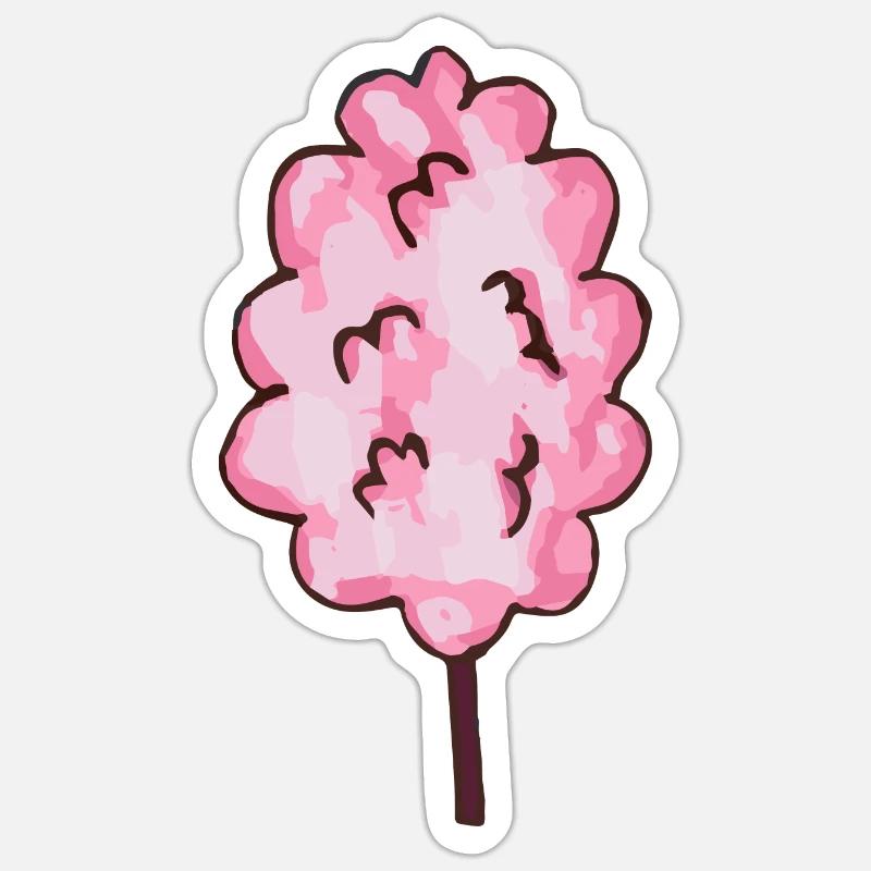 Barbe à papa rose - Sticker taille S (10 x 10 cm) - blanc mat