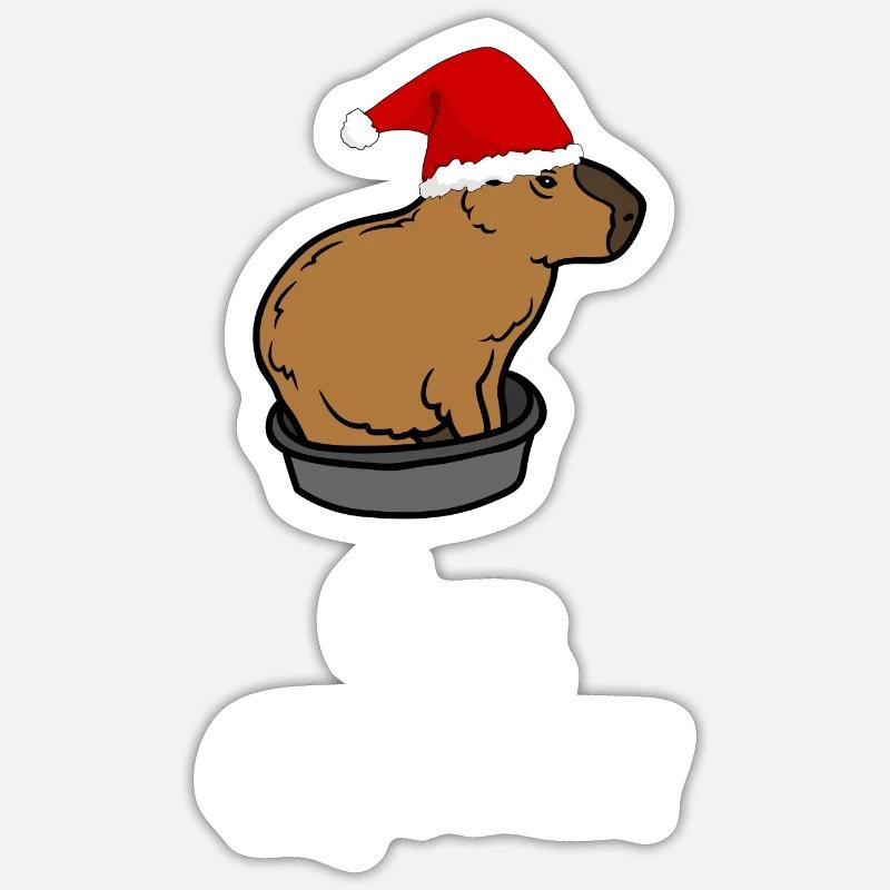 Capy Weihnachten! - Sticker Größe S (10 x 10 cm) - Mattweiß