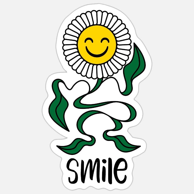 Sourire de fleur positif - Sticker taille S (10 x 10 cm) - blanc mat