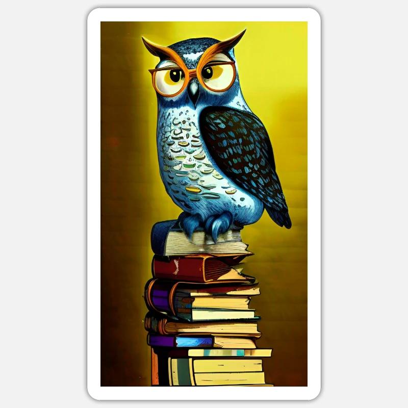 Comic Cartoon Creepy Bookworm Book Stack Sticker size S (10 x 10 cm)