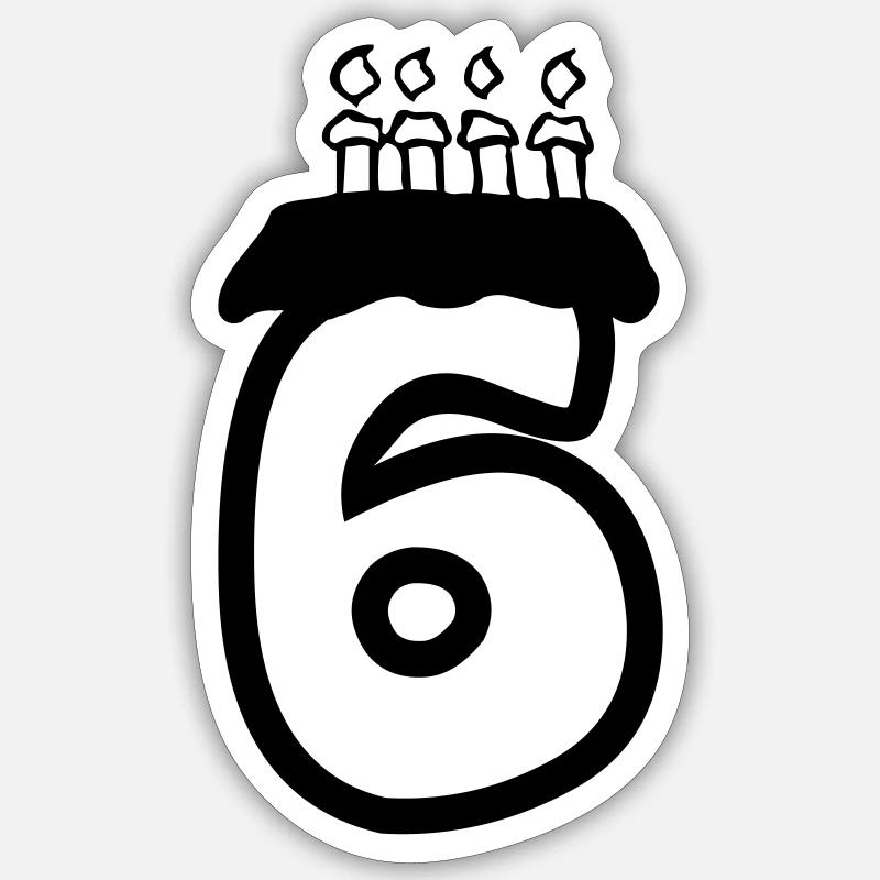 6 anniversaire - Sticker taille S (10 x 10 cm) - blanc mat