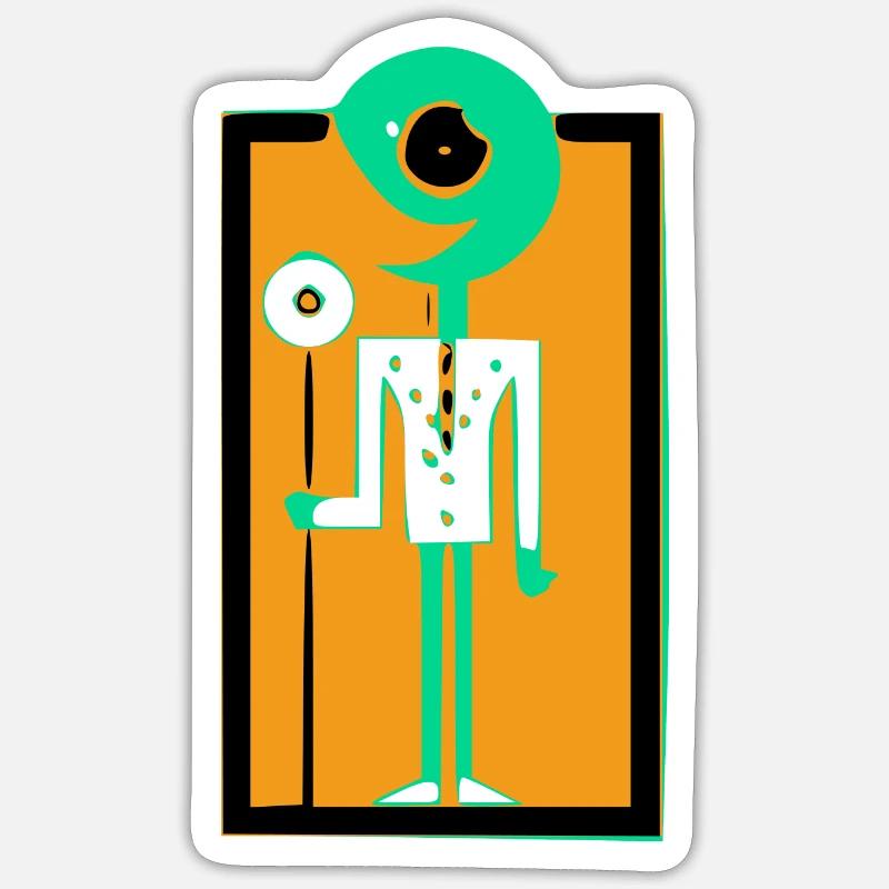 Ecko l'extra-terrestre à la fleur Sticker taille S (10 x 10 cm)