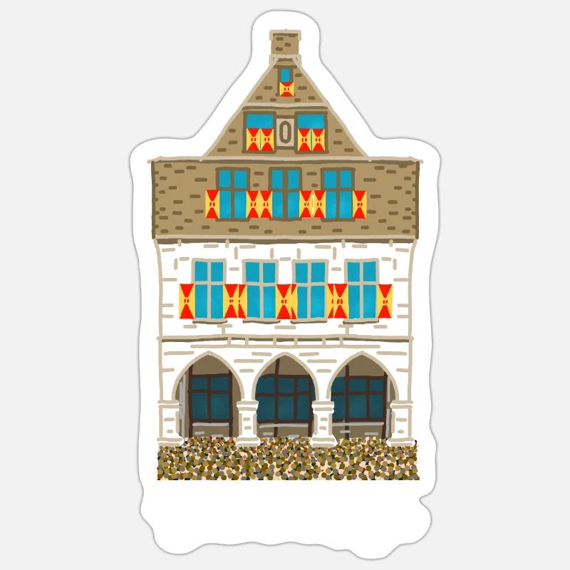 Werne a. d. Lippe, Historisches Rathaus - Sticker Größe S (10 x 10 cm) - Mattweiß