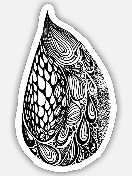Tropfen Träne Inktober - Sticker Größe S (10 x 10 cm) - Mattweiß