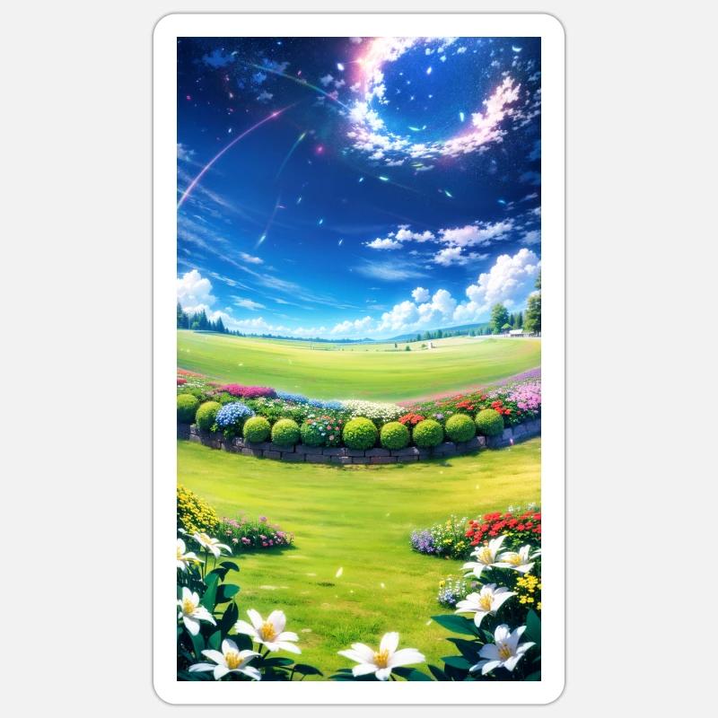Landschaft mit 4 Bereichen, Generative KI Sticker Größe S (10 x 10 cm)
