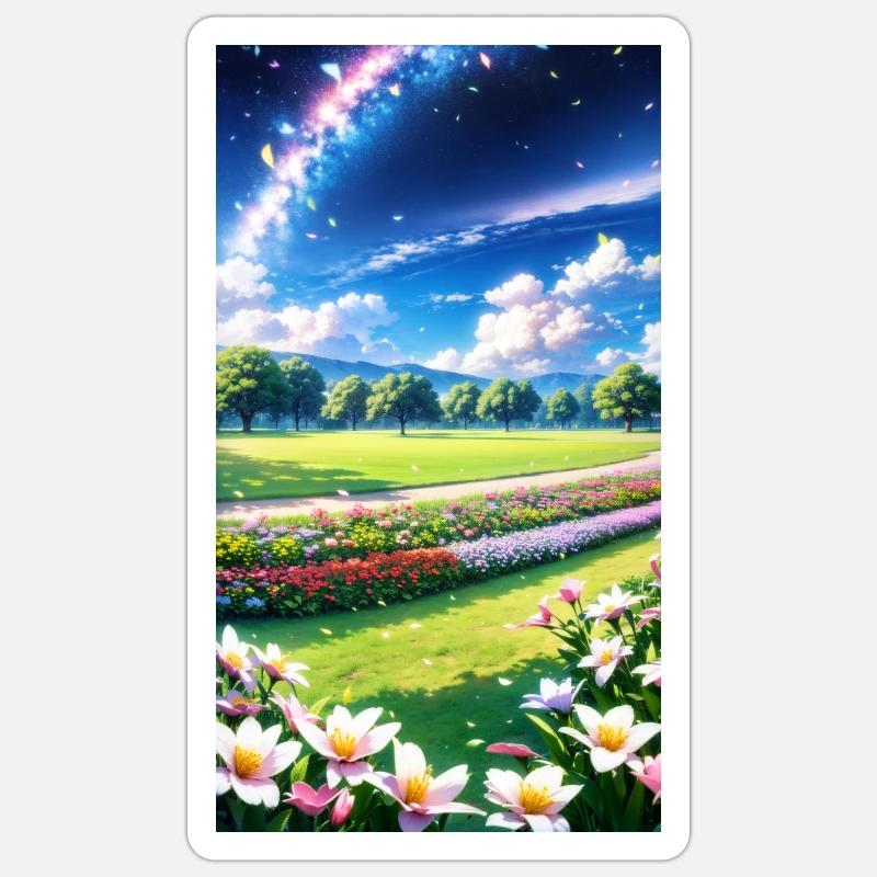 Landschaft mit 4 Bereichen, Generative KI Sticker Größe S (10 x 10 cm)