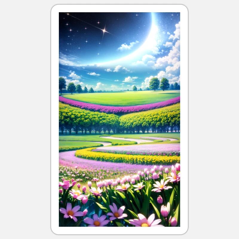Landschaft mit 4 Bereichen, Generative KI Sticker Größe S (10 x 10 cm)