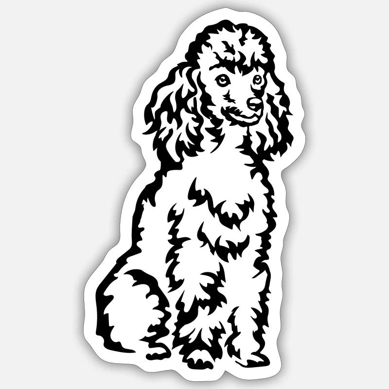Caniche - Sticker taille S (10 x 10 cm) - blanc mat