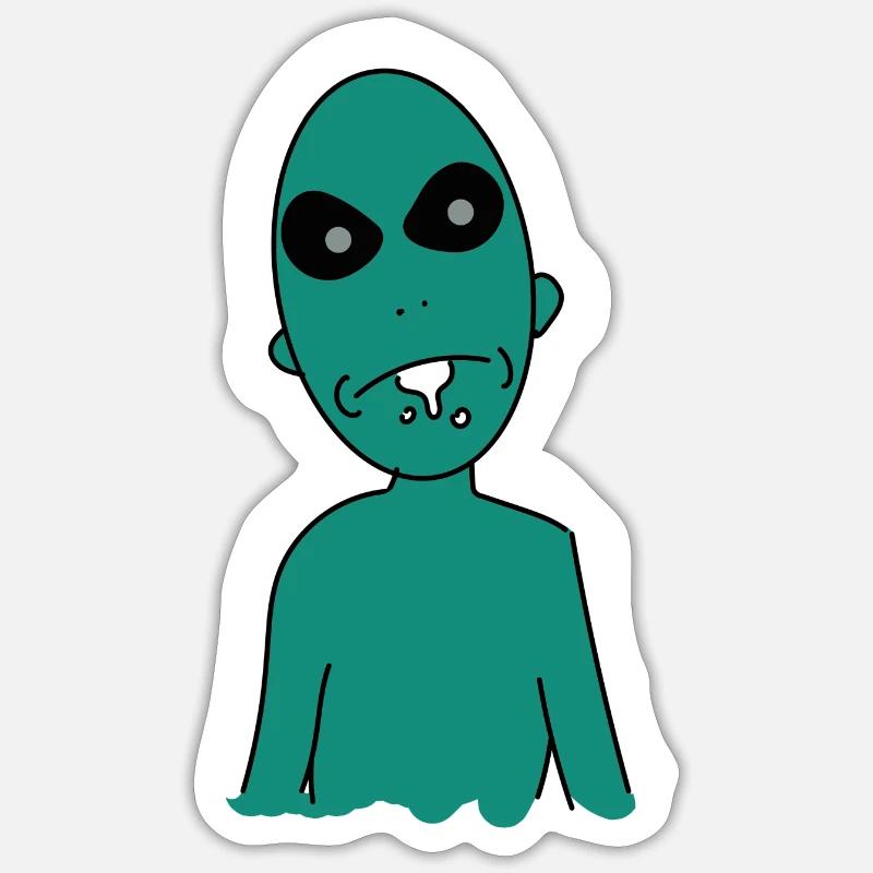 Außerirdischer - Sticker Größe S (10 x 10 cm) - Mattweiß