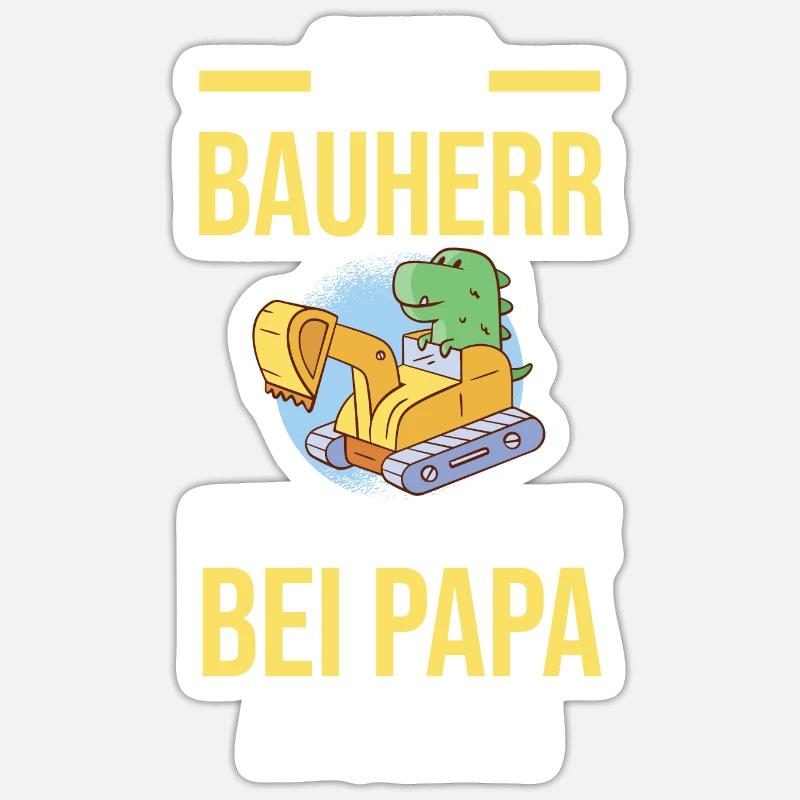 Dinosaurier Bagger Bauherr - Sticker Größe S (10 x 10 cm) - Mattweiß