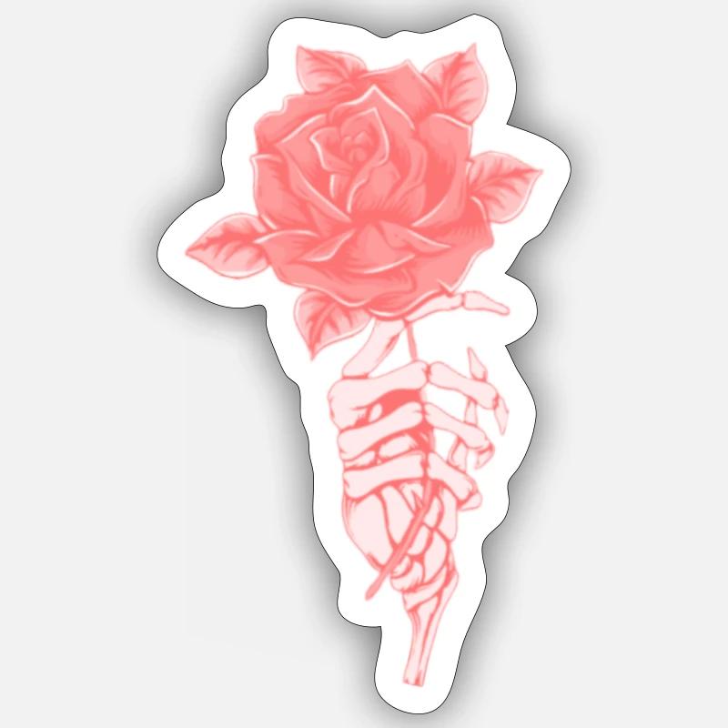 Skeleton Rose - Sticker size S (10 x 10 cm) - white matte