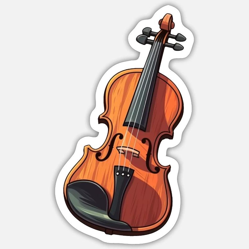 Violine im Comic Stil Sticker Größe S (10 x 10 cm)
