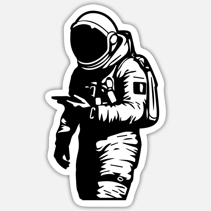 astronaut with mobile Sticker size S (10 x 10 cm)