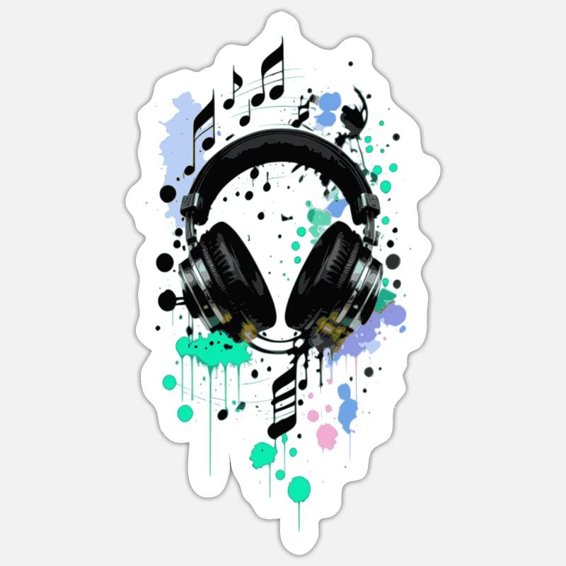 Kopfhörer - Sticker Größe S (10 x 10 cm) - Mattweiß