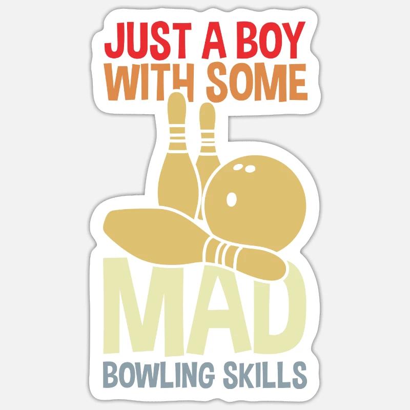 Funny bowling boy - Sticker size S (10 x 10 cm) - white matte