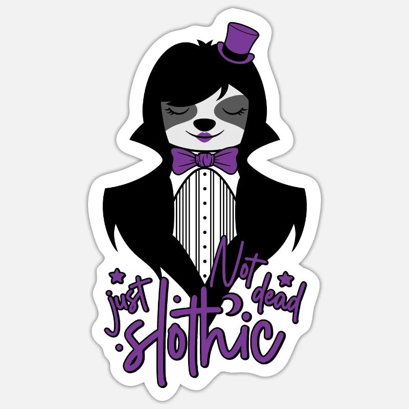 NOT DEAD JUST SLOTHIC - FAULTIER GOTH SLOTH GOTHIC - Sticker Größe S (10 x 10 cm) - Mattweiß