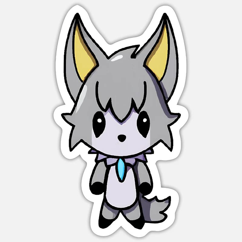 Kawaii Anime Vampire Wolf - Sticker taille S (10 x 10 cm) - blanc mat