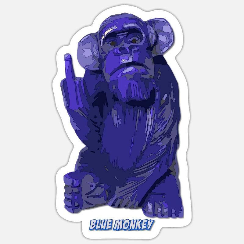 Singe bleu - règles - Sticker taille S (10 x 10 cm) - blanc mat