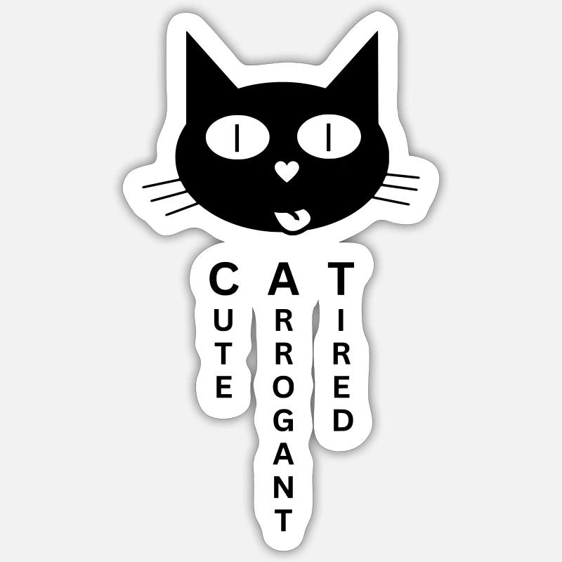 CAT - Mignon Arrogant Fatigué Sticker taille S (10 x 10 cm)