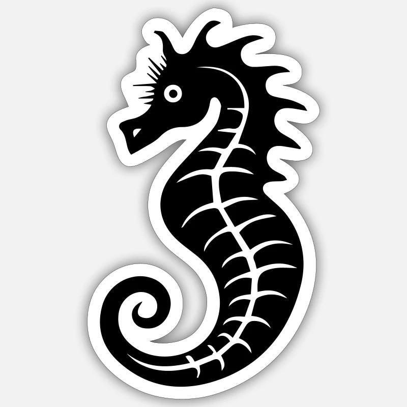 Hippocampe - Sticker taille S (10 x 10 cm) - blanc mat