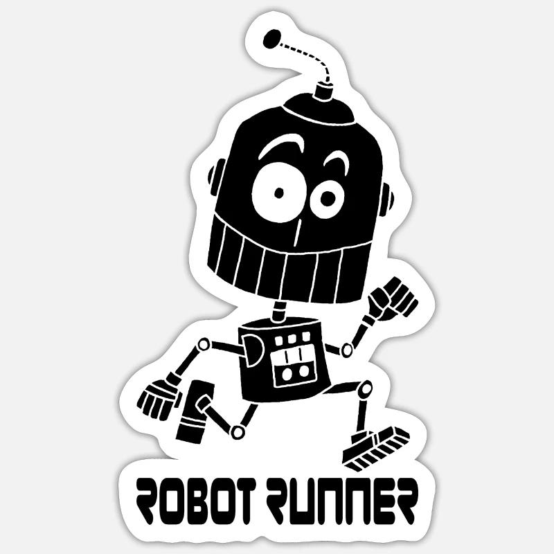 Schwarzer Roboter-Läufer - Sticker Größe S (10 x 10 cm) - Mattweiß