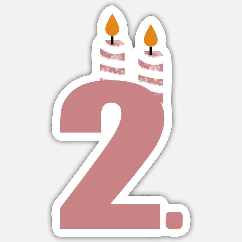 2. Geburtstag - Sticker Größe S (10 x 10 cm) - Mattweiß