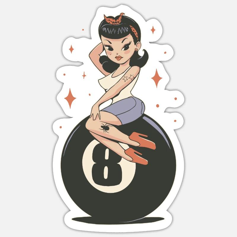 Rockabilly Mädchen Sticker Größe S (10 x 10 cm)