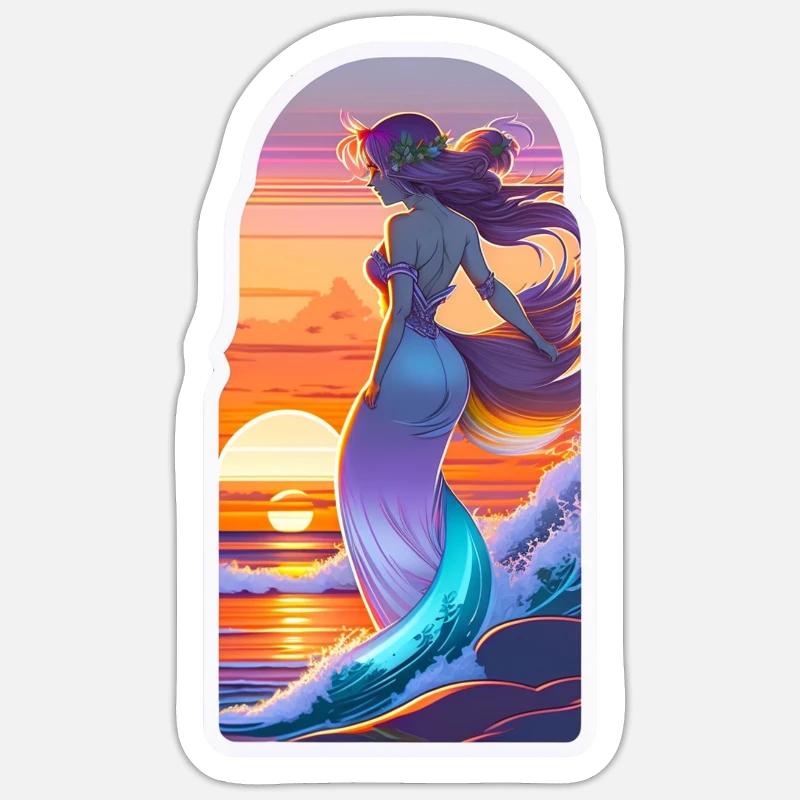 surf - hawaii - Sticker taille S (10 x 10 cm) - blanc mat