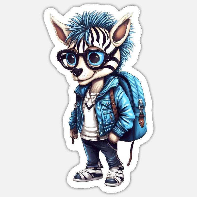 Cute Zebra Cartoon - Sticker Größe S (10 x 10 cm) - Mattweiß