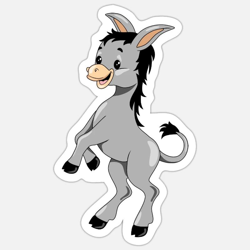 Âne dansant heureux - Sticker taille S (10 x 10 cm) - blanc mat