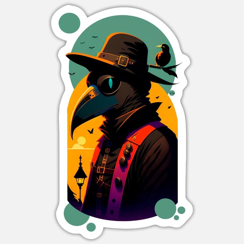 Pestdoktor Comic - Sticker Größe S (10 x 10 cm) - Mattweiß