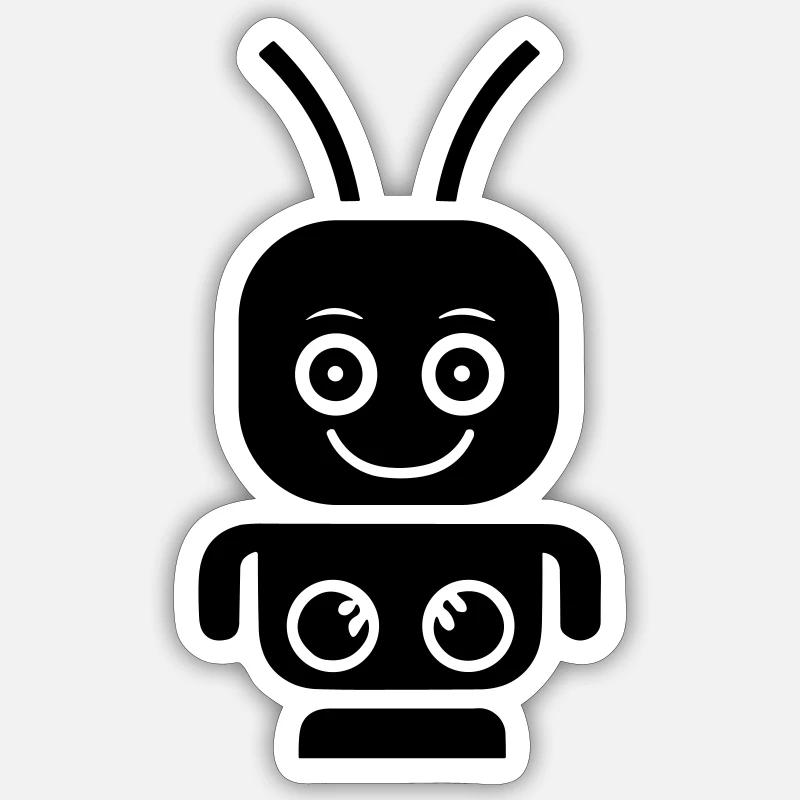 Roboter - Sticker Größe S (10 x 10 cm) - Mattweiß