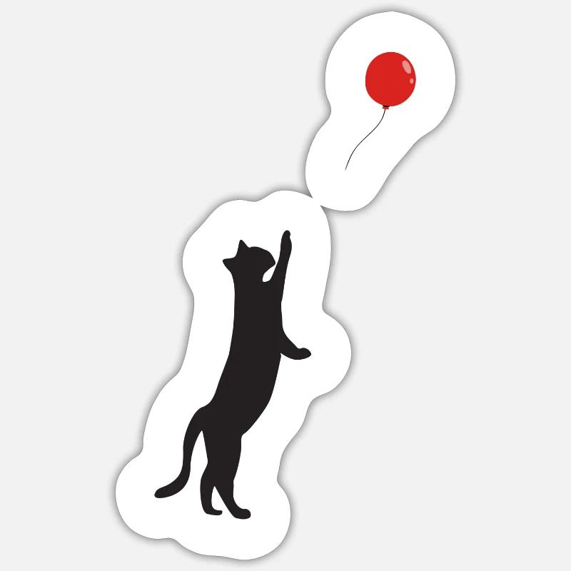 CHAT CHATON BALLON BAUDRUCHE - Mignon ballon chat - Sticker taille S (10 x 10 cm) - blanc mat