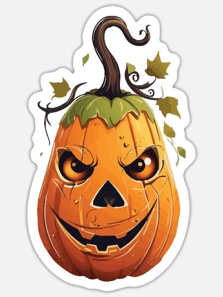 Lustiger Halloween Kürbis Kinderdesign - Sticker Größe S (10 x 10 cm) - Mattweiß