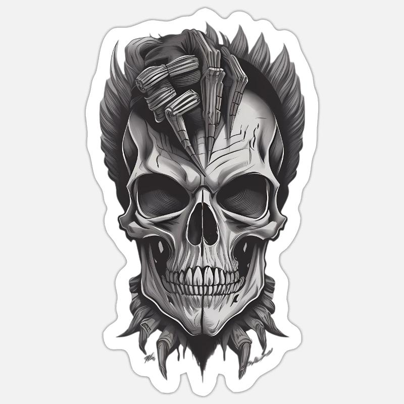 Cool Skull - Sticker Größe S (10 x 10 cm) - Mattweiß