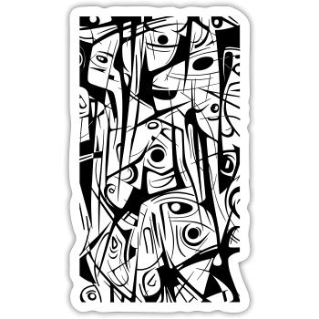Abstrakt geometrische Form Design Kunst Linien - Sticker Größe S (10 x 10 cm) - Mattweiß - Vorne