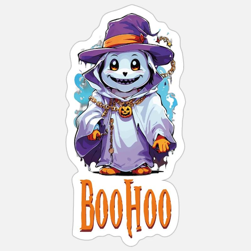 Halloween Geist Ghost BooHoo witzig - Sticker Größe S (10 x 10 cm) - Mattweiß