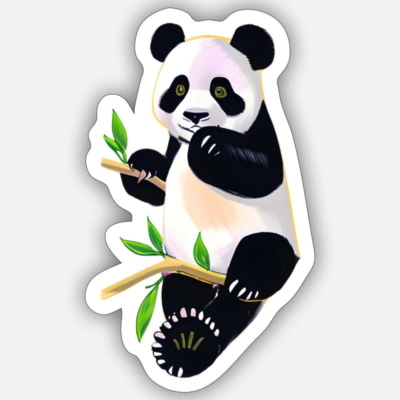 Süßer Panda auf Baum - Sticker Größe S (10 x 10 cm) - Mattweiß
