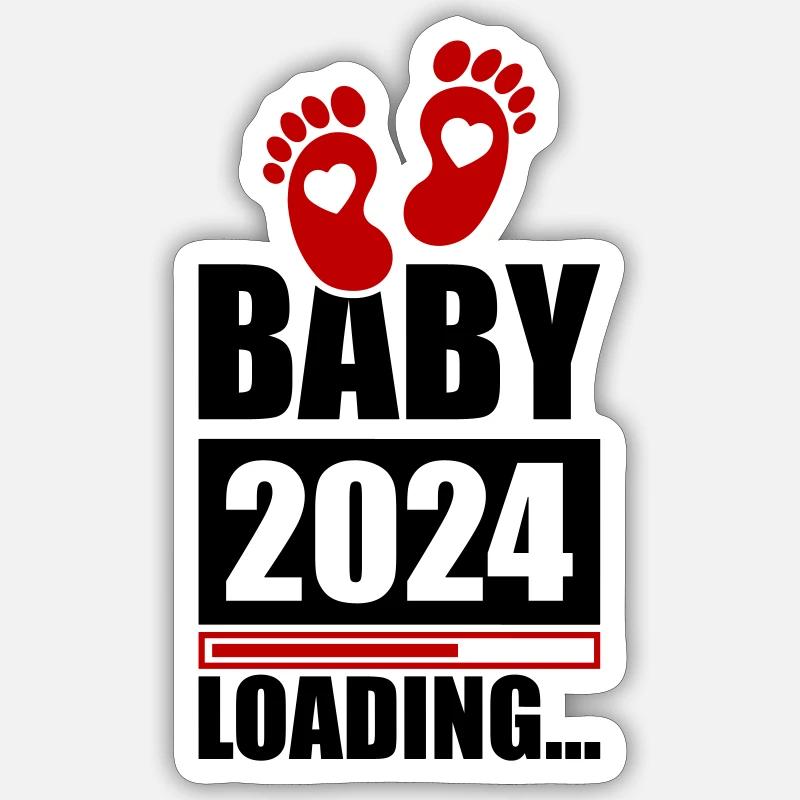 Baby 2024 Loading - Sticker Größe S (10 x 10 cm) - Mattweiß