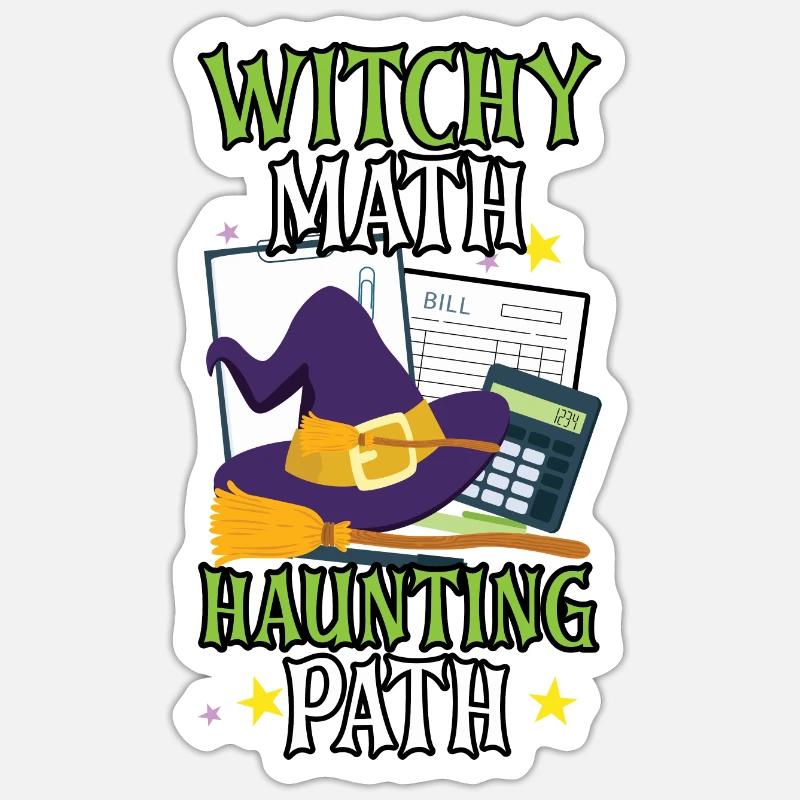 Hexenmathe Spukpfad Buchhalter Halloween - Sticker Größe S (10 x 10 cm) - Mattweiß