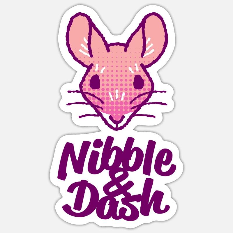 Nibble & Dash - Sticker Größe S (10 x 10 cm) - Mattweiß